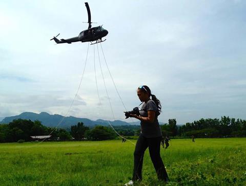 Johanna Lagman on the set of Special Forces on Discovery_JK_helo