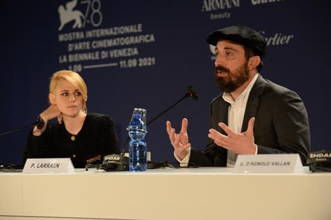 Kristen Stewart and Pablo Larrain at the 'Spencer' press conference