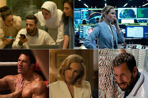[Clockwise from top left]: 'The Voice Of Hind Rajab', 'A House Of Dynamite', 'Jay Kelly', 'After The Hunt', 'The Smashing Machine'