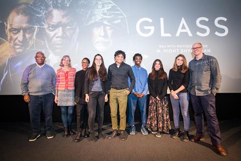 M Night Shyamalan meets the six students from NFTS Diverse Directors Workshop, sponsored this year by Walt Disney Studios Motion Pictures UK, at a Q&A 