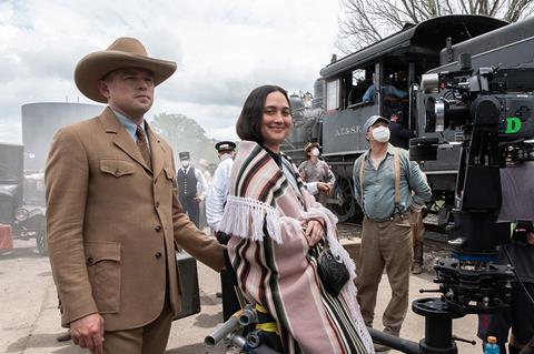 Leonardo DiCaprio and Lily Gladstone behind the scenes on 'Killers Of The Flower Moon'