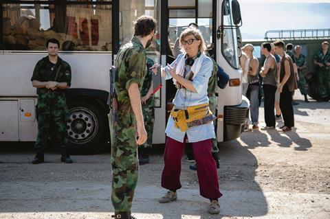 Jasmila Zbanic on the set of 'Quo Vadis, Aida?' C Deblokada