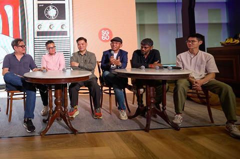 Kopitiam Days team -  Eric Khoo, executive producer and creative director; Lim Teck, executive producer; with directors Ong Kuo Sin, Raihan Halim, Don Aravind, and Shoki Lin