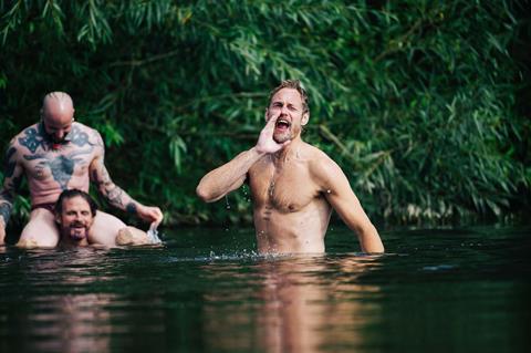Alexander Skarsgard and friends skinny dipping on location with 'Pillion'