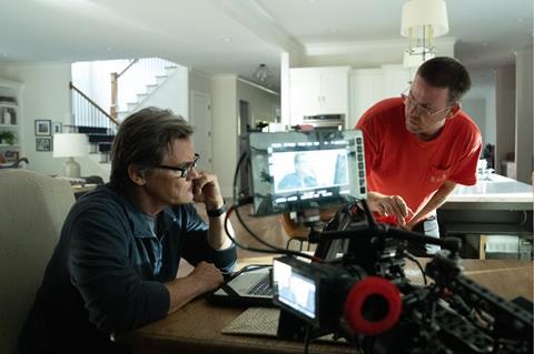 Josh Brolin with Zach Cregger on the set of 'Weapons'