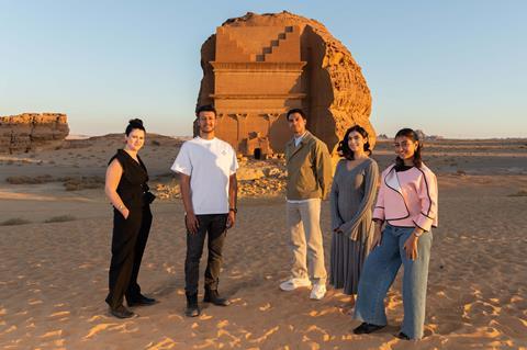 [From left to right] Zain Duarie, Mohsen Alkhalfi, Essam Omar, Oumaima Barid, Maria Bahrawi