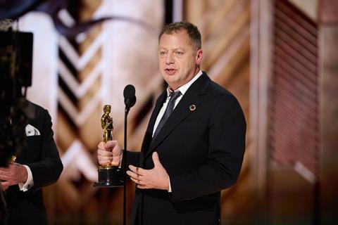 Matthew Freud accepts the Oscar for Animated Short Film at the 95th Oscars