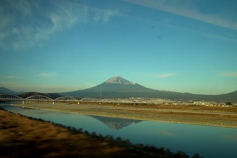 Mount Fuji Seen From A Moving Train