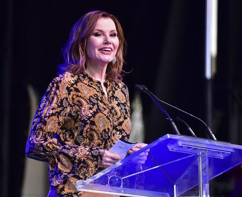 Geena Davis at Shake Her Journey rally