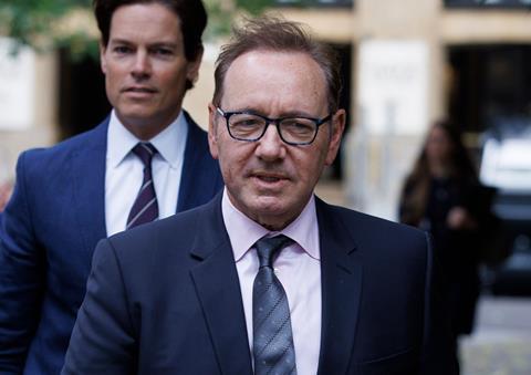 Kevin Spacey arrives at his sexual assault trial in Southwark Crown Court, London