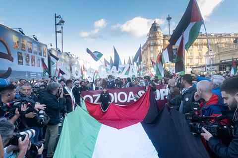 San Sebastian Gaza protest