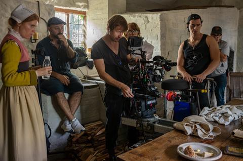 Cinematographer Lukasz Zac on the set of 'Hamnet'