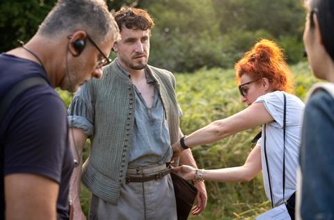 Malgosia Tarzanska with Paul Mescal on the set of 'Hamnet'