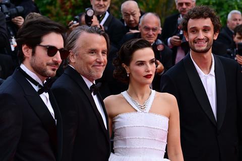 Guillaume Marbeck, Richard Linklater, Zoey Deutch and Aubry Dullin at the 'Nouvelle Vague' premiere