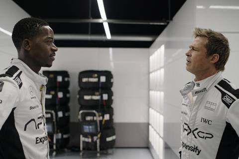 Damson Idris and Brad Pitt in 'F1'