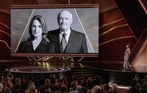 Halle Berry presents onstage at the 2025 Oscars